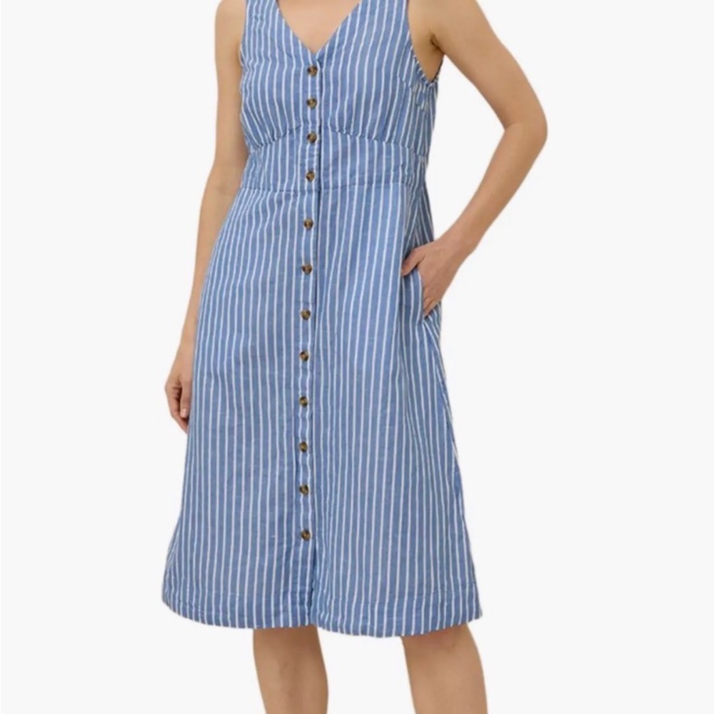 Pact Canopy Linen Blend Button-Front Dress
